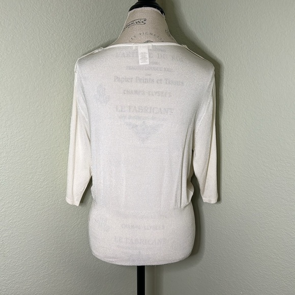 Caché White Dolman Drape Knit Sweater - Picture 4 of 7